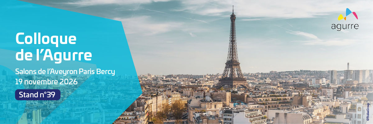 vue panoramique de Paris avec la tour Eiffel, accompagné des informations de l’événement (19 novembre 2026, Salons de l’Aveyron Paris Bercy) et du numéro de stand 39